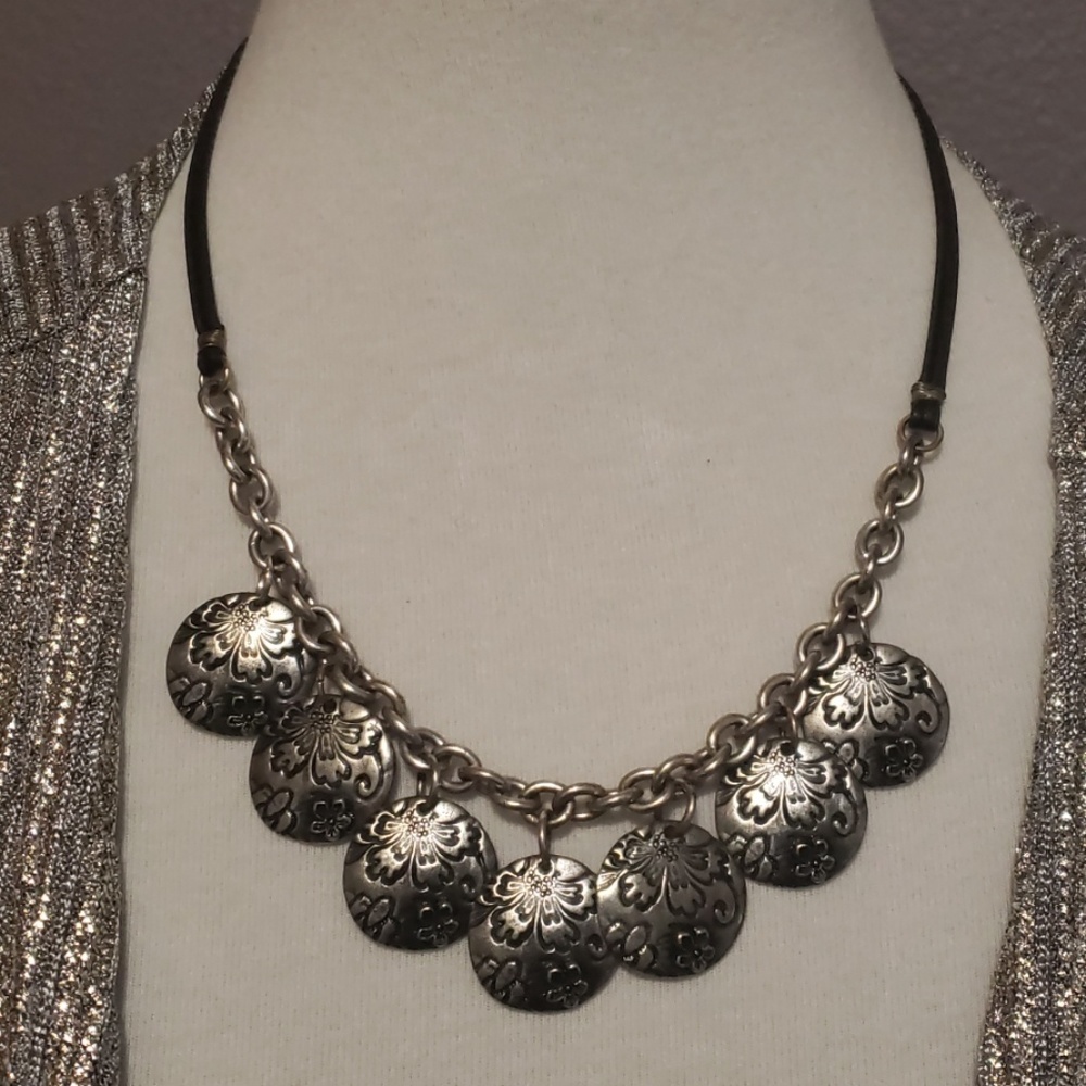Handmade one of a kind necklace silver disks